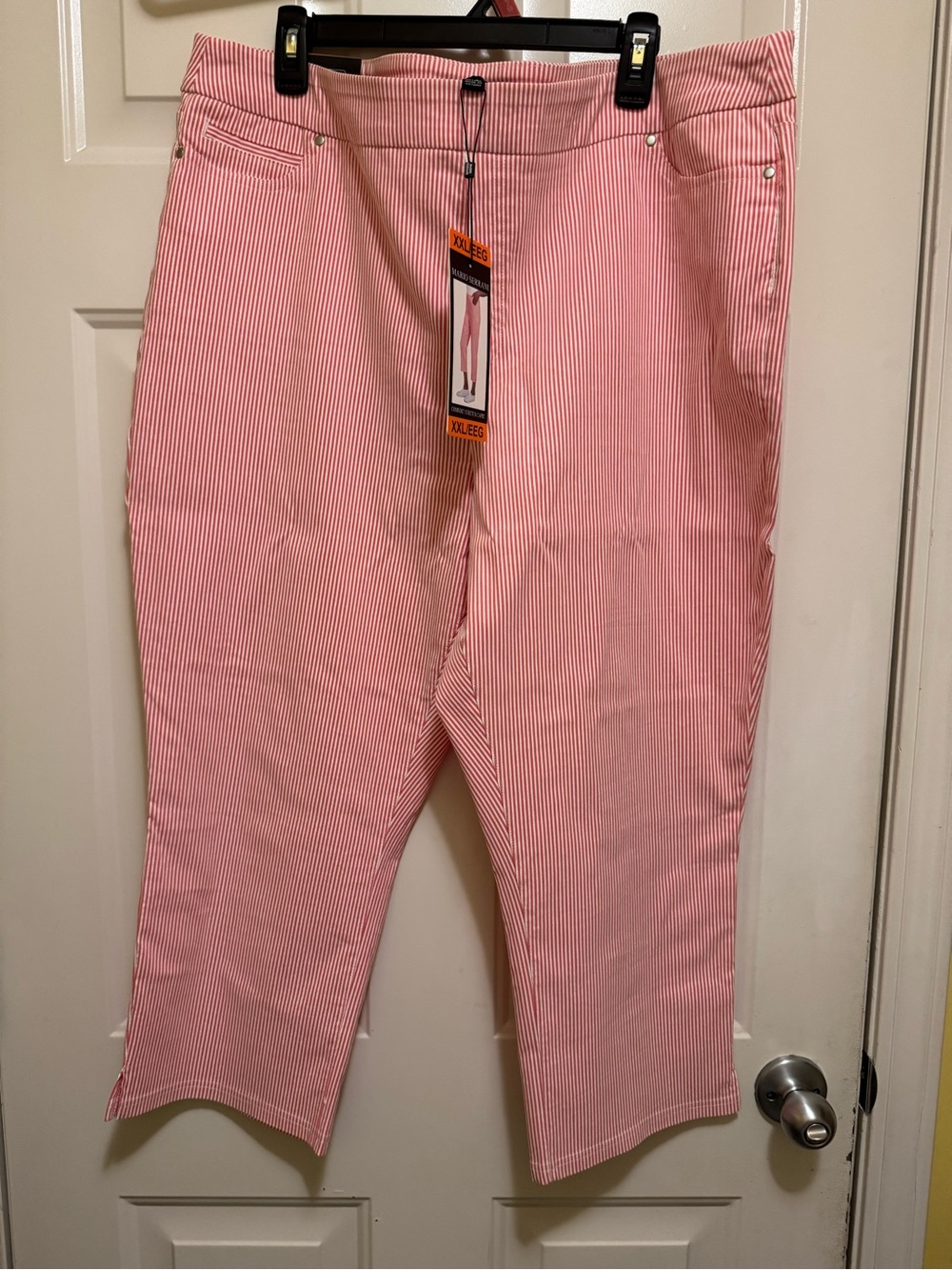 Mario Serrani Pink & White Striped Cropped Jeans